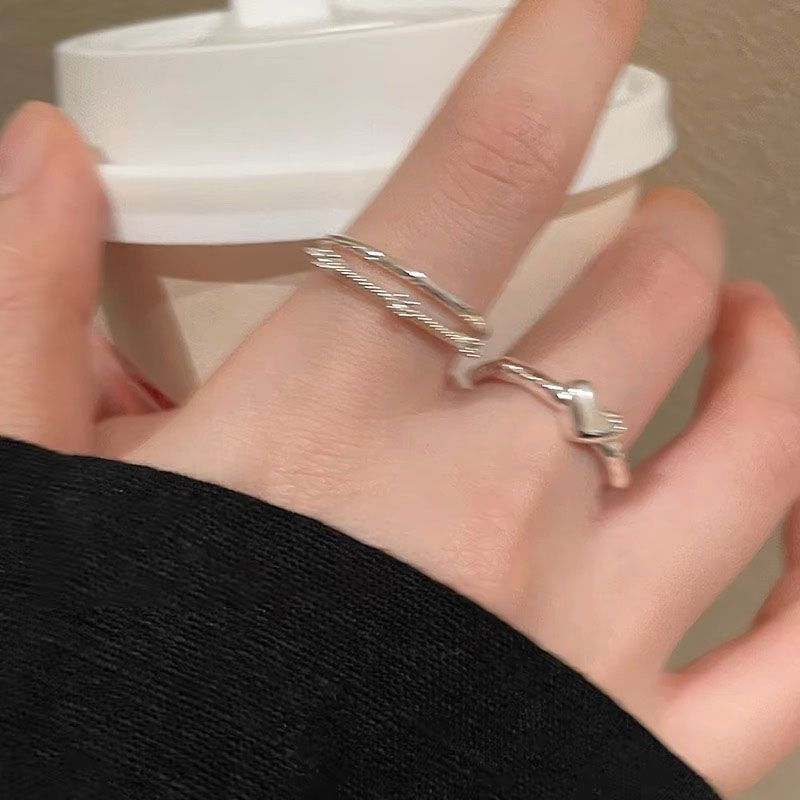 爱心素圈锆石开口戒指女小众设计冷淡风指环轻奢高级感个性食指戒详情5