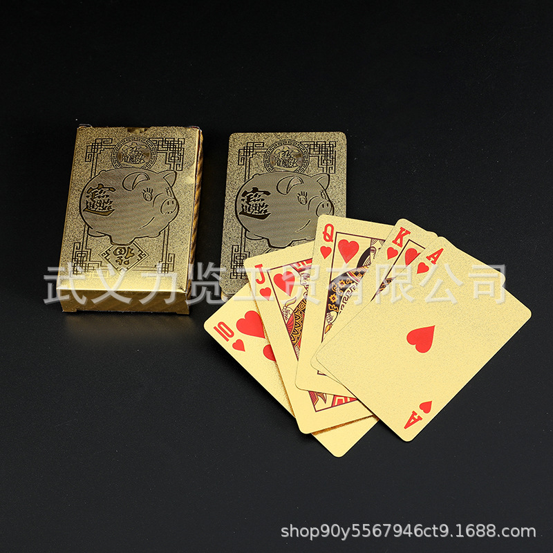 美元扑克牌金箔扑克牌 银箔扑克牌批发 金色土豪金扑克黑色塑料牌详情8
