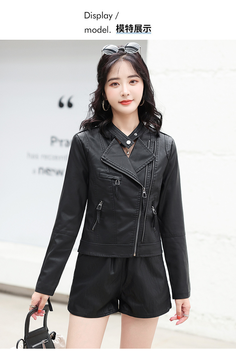 皮衣外套女春秋季2022年新款韩系宽松小个子pu皮休闲短款夹克上衣详情14