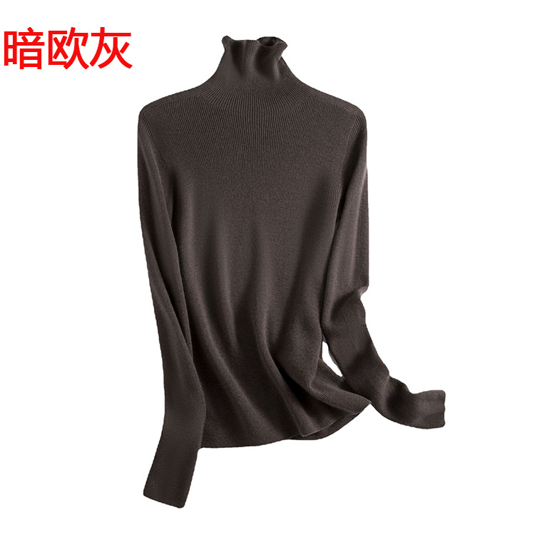 A new high-neck knitted sweater for women in the autumn of 2024, paired with a solid color seamless one-piece base layer of wool sweater pic 14