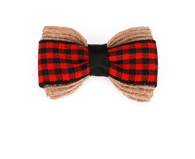 美丝源直销亚玛逊红黑格子蝴蝶结圣诞part装饰丝带格子蝴蝶结详情15