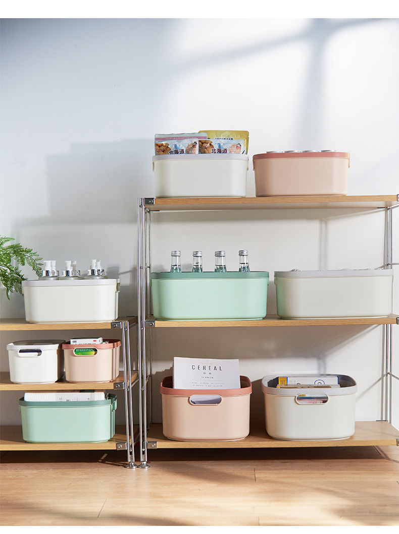 Storage basket, dust-proof organization box, snack storage basket, box, sundries, desktop storage pressure ring, book storage box, plastic pic 15