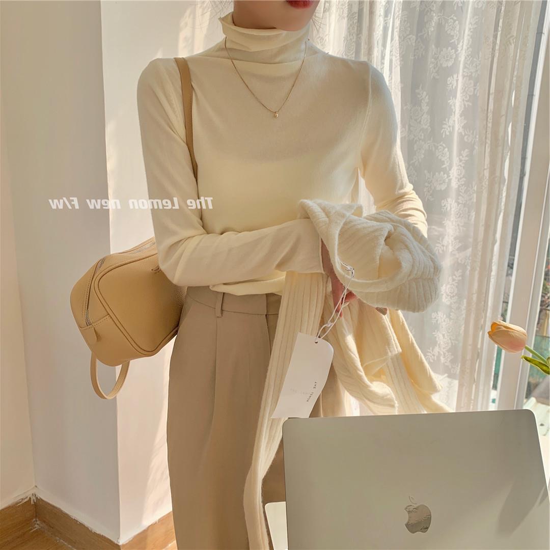 秋冬新款女装高领卷边打底衫糖果色修身保暖基础款仿羊绒衫毛衣女详情50