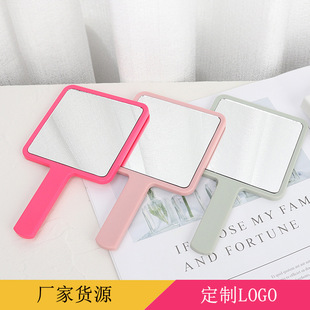 Handheld square mirror advertising creative square makeup mirror DIY portable high-definition handle mirror making logo wholesale mirror pic 3