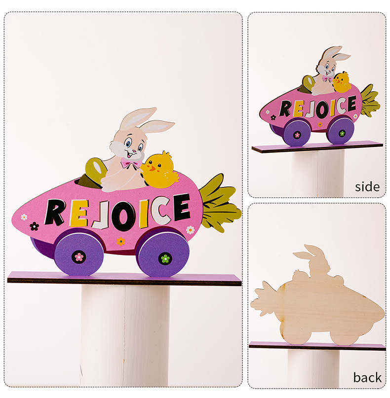 Cross-border new products: Haobei Easter Decorations, Easter Rabbit figurines, Easter purple wooden letter figurines pic 5