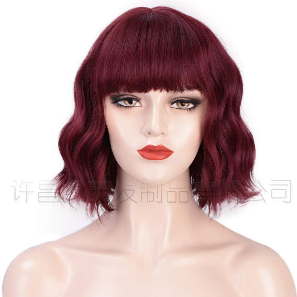 Xuchang Aisi wigs, European and American short curly hair wigs for women, bangs hair wigs, and synthetic fiber wigs pic 9