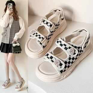 凉鞋女夏2024年新款女士夏季平底爆款小香风厚底凉鞋女鞋运动凉鞋详情2