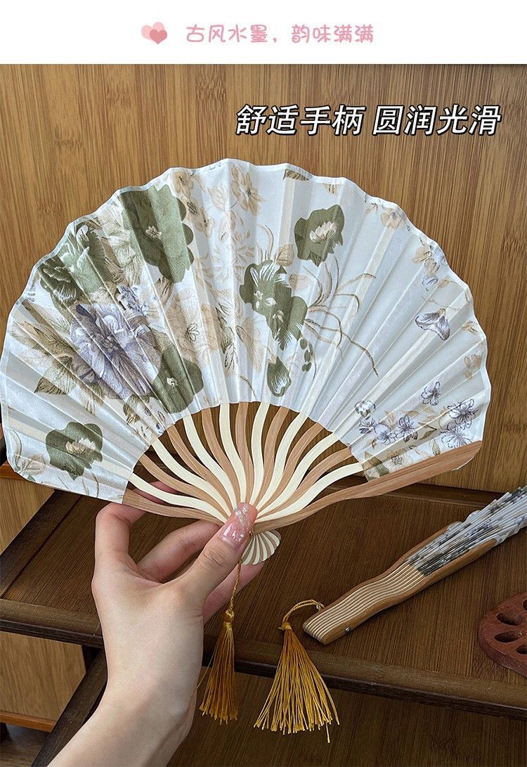 中国风水墨折扇新中式古典复古旗袍道具夏季随身便携古风折叠扇子详情17