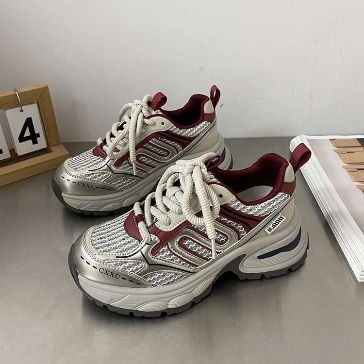 老爹鞋女2024爆款网面休闲跑步运动鞋女百搭厚底透气鞋子ins潮D-4详情2