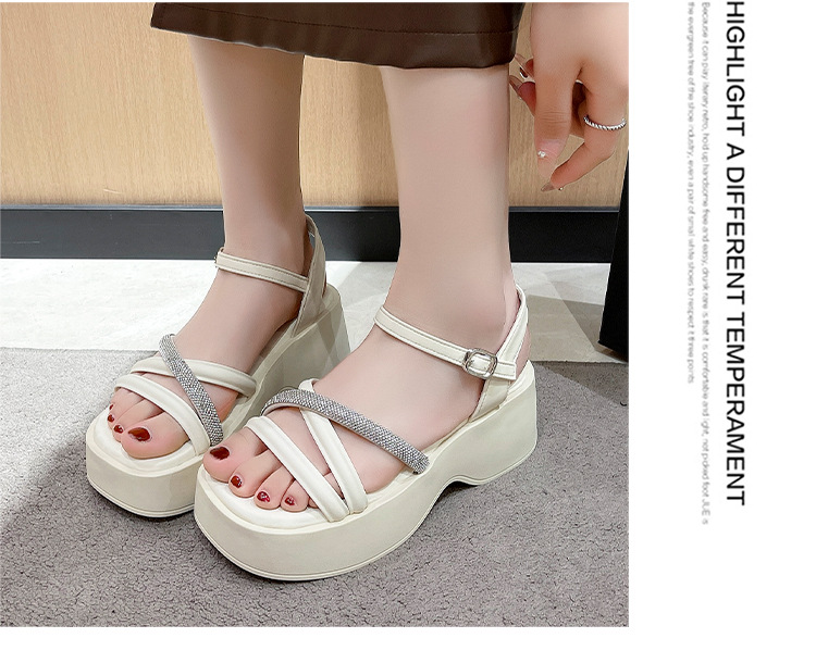 凉鞋女2024夏季新款厚底增高仙女风罗马凉鞋坡跟潮百搭女士凉鞋详情11