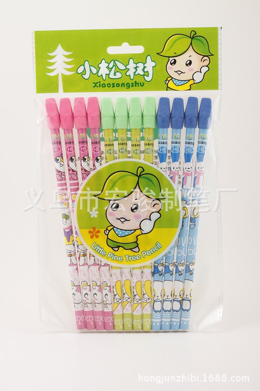 厂家直销小松树学生铅笔办公款hb12支盒装现货批发不断芯详情18