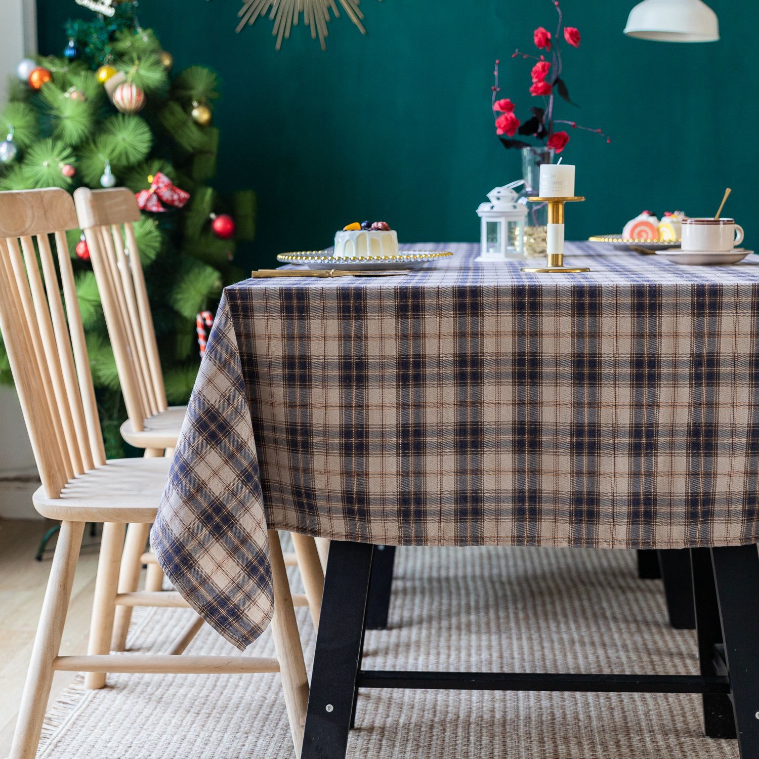 American green checkered table fabric Christmas Day Amazon rectangular atmosphere decoration tablecloth manufacturer, South Korea pic 33
