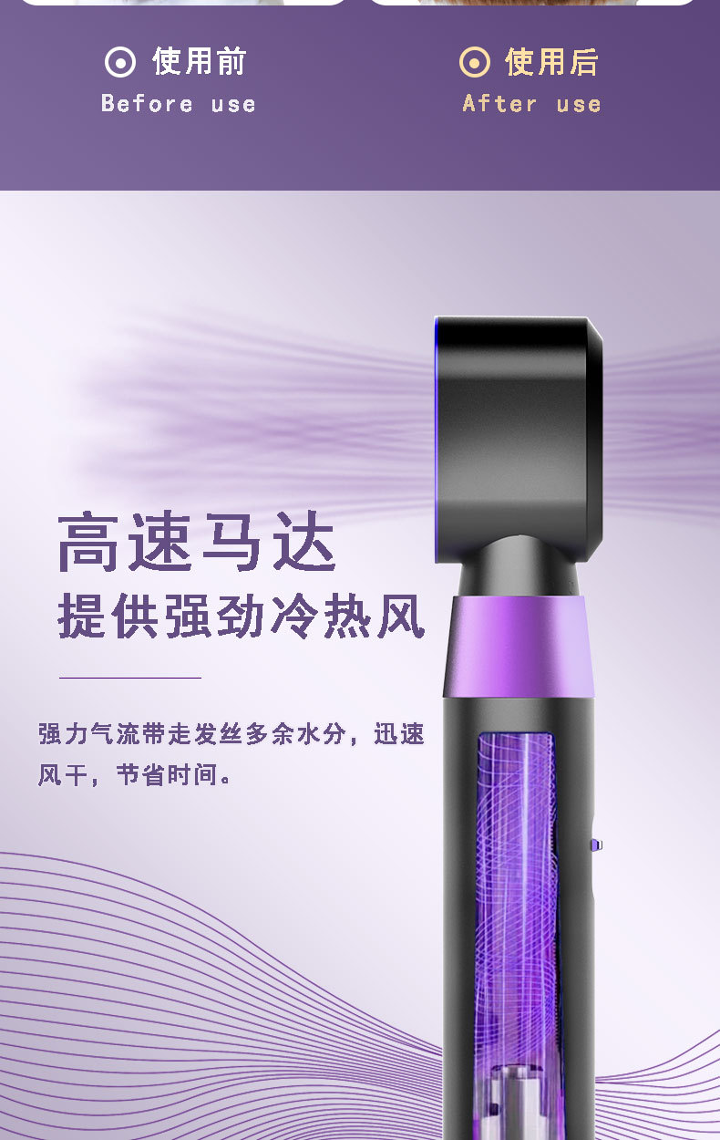 Wholesale high-power, popular negative ion bladeless hair dryers, household cold and hot air hair care folding hair dryers from the manufacturer pic 18