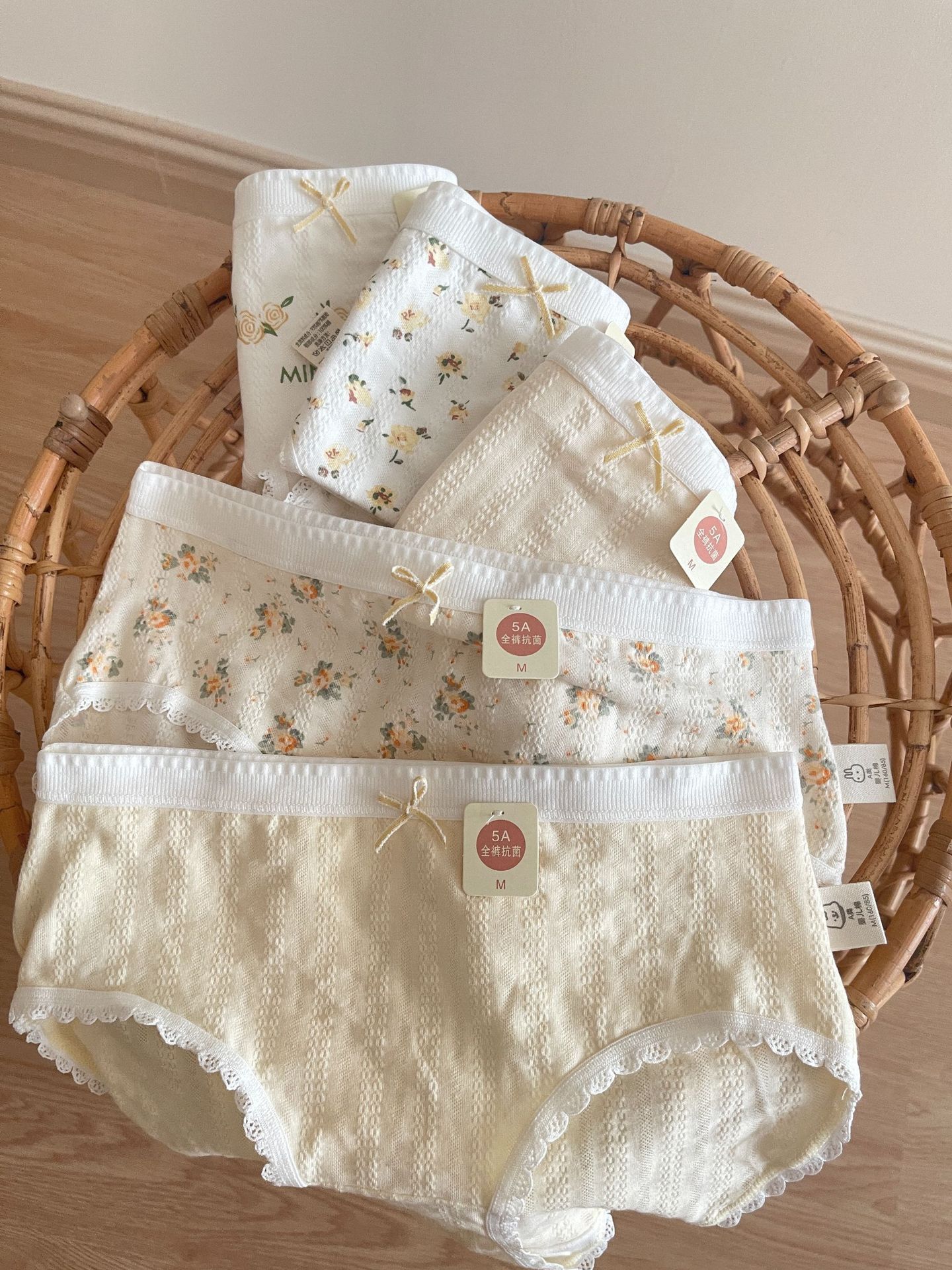 春夏新款5a抗菌裆纯棉内裤女中腰碎花蕾丝边全棉针织女士三角裤详情30