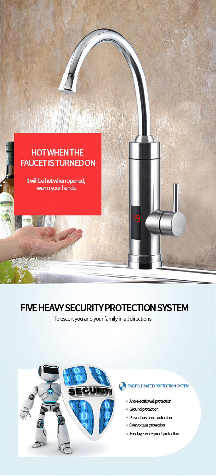 No-installation electric hot water faucet, household instant heating quick heating kitchen instant heating cold and hot dual electric hot water faucet pic 38