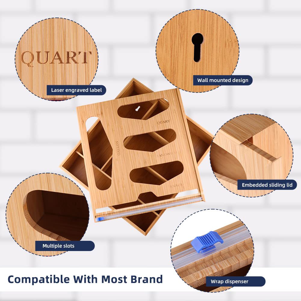 Cross-border best-selling sealed bag storage box, bamboo drawer storage box, kitchen sundries organizing bamboo box pic 8