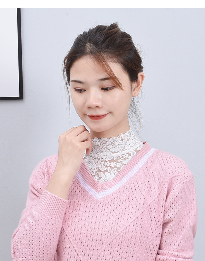 Lace high-neck false collar, versatile for children, stand-up collar base, decorative collar, sleeveless base, lace blouse, short style, sexy and transparent pic 10