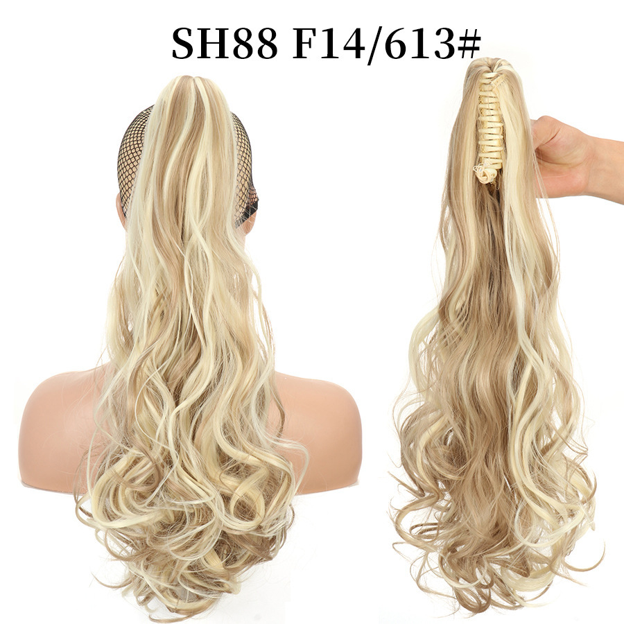 European and American style claw clip long curly hair, tiger mouth claw clip ponytail simulation wig, fluffy and natural ponytail pic 37