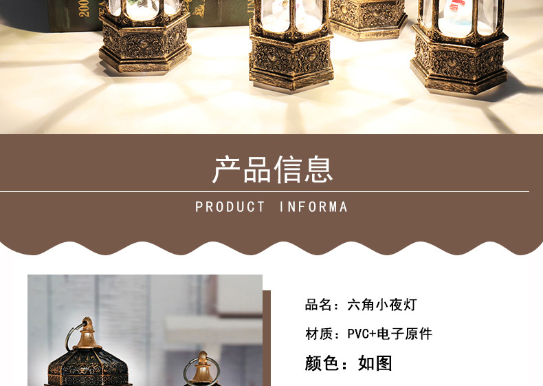跨境新款圣诞装饰品LED风灯圣诞微景观复古小夜灯创意圣诞节礼物详情2