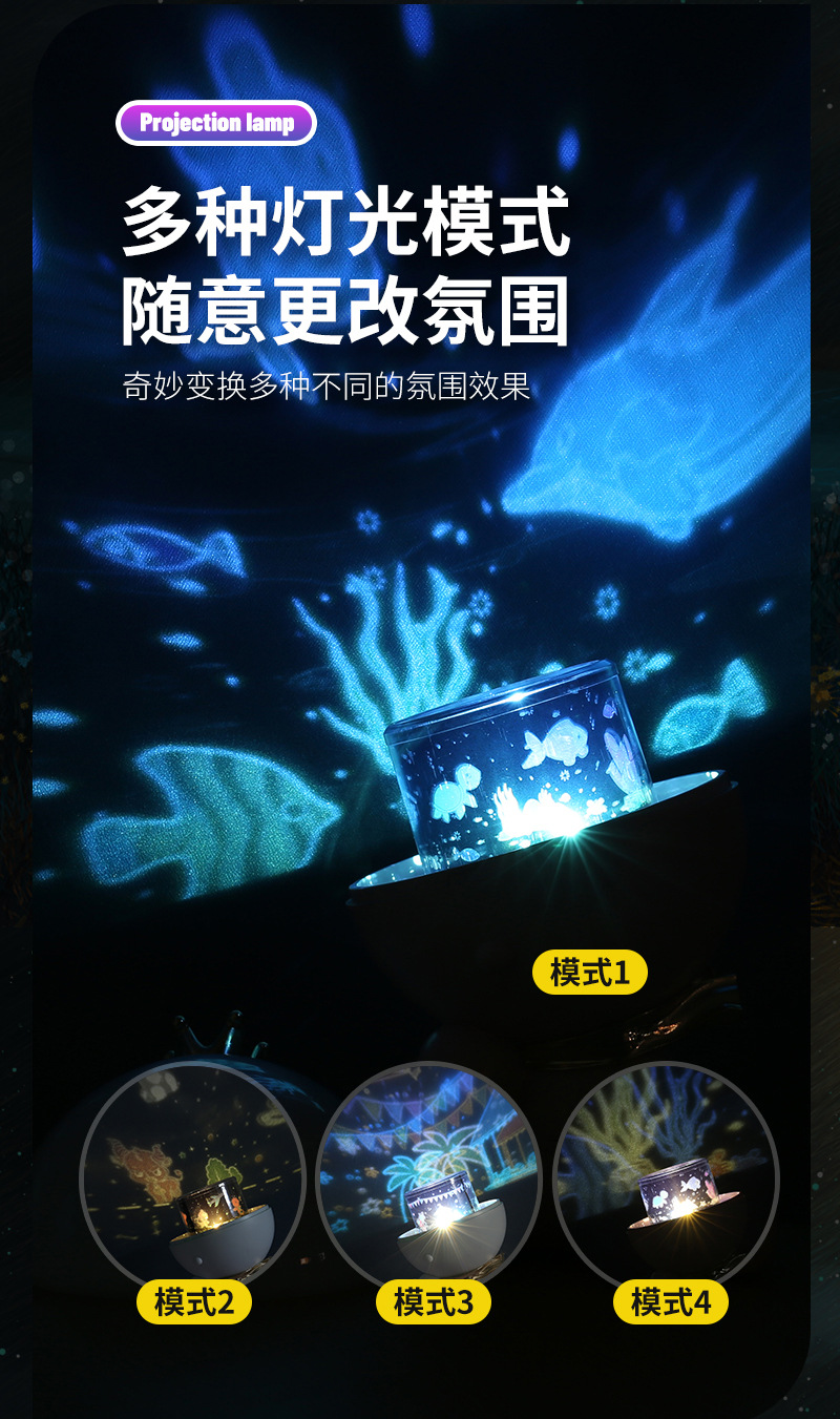 2023新款太空雪人星空投影灯家卧室氛围伴睡满天星儿童床头灯详情7