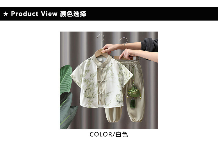 国潮童汉服国风套装夏季短袖改良唐装儿童新中式可穿夏款两件套详情6