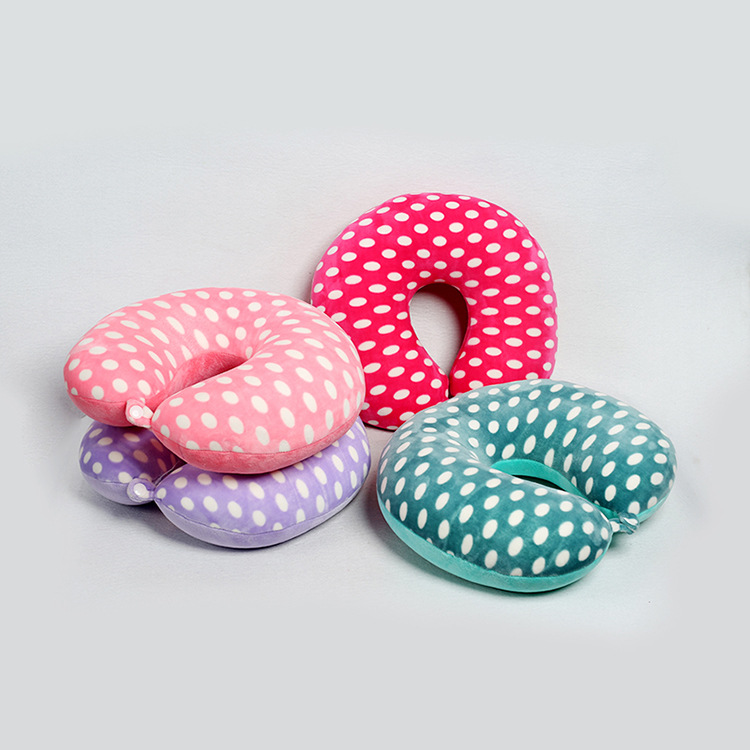 Dot Elastic fabric neck pillow, travel car office foam particle cartoon neck pillow, neck guard plush neck pillow pic 3