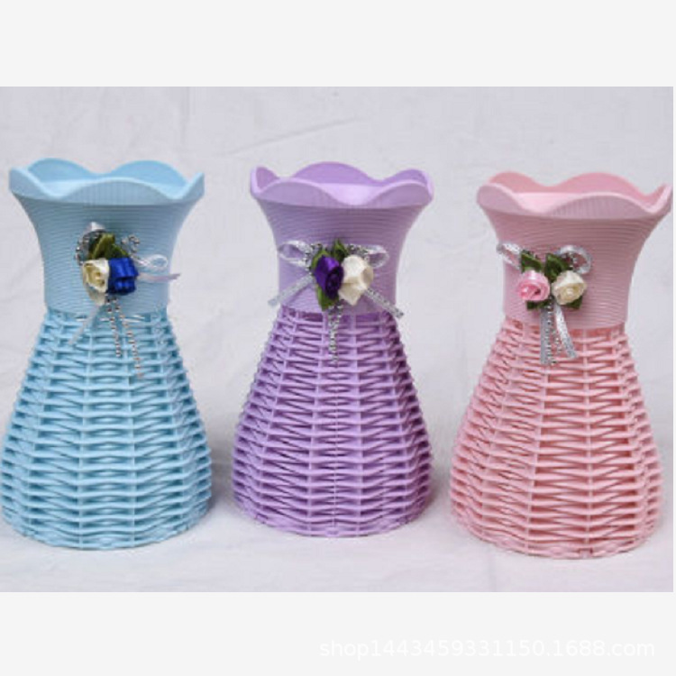 Imitation rattan woven vases, Nordic style, fresh and creative living room ornaments, home decoration flower arrangement factory in stock pic 6