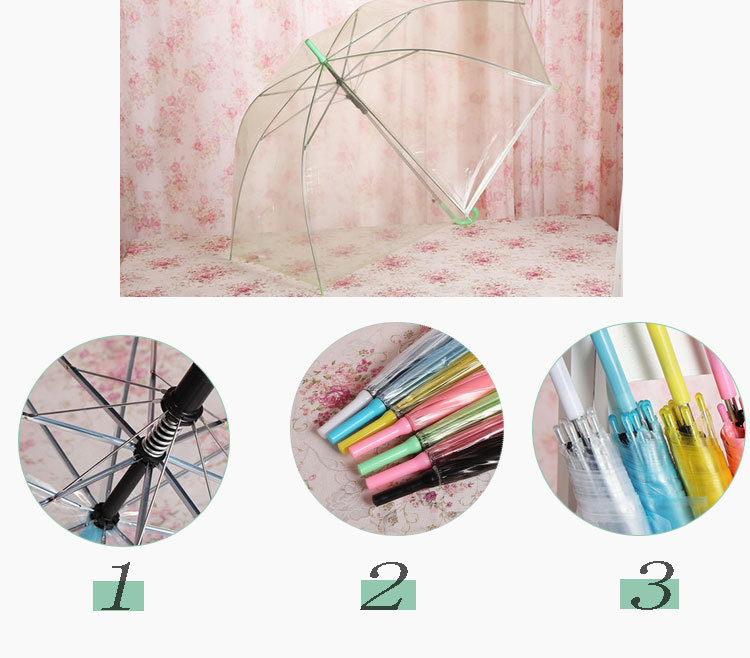 Wholesale of colorful transparent umbrellas, eco-friendly umbrellas, automatic long-handled gift umbrellas, advertising umbrellas, ten-yuan store supply pic 3