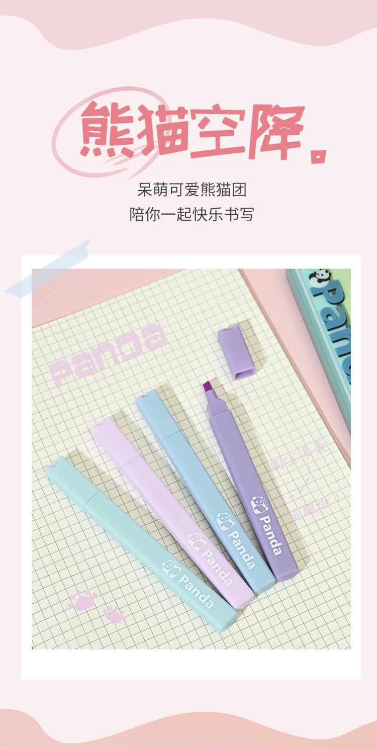Cartoon panda highlighter, high appearance level, eye-protecting slanted marker pen, colorful key point marking notebook doodle marker pen pic 3