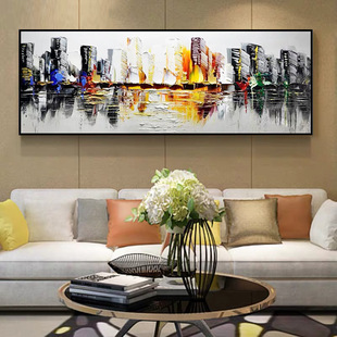 客厅现代简约装饰画酒店大尺寸手绘油画沙发背景墙抽象轻奢挂画详情6