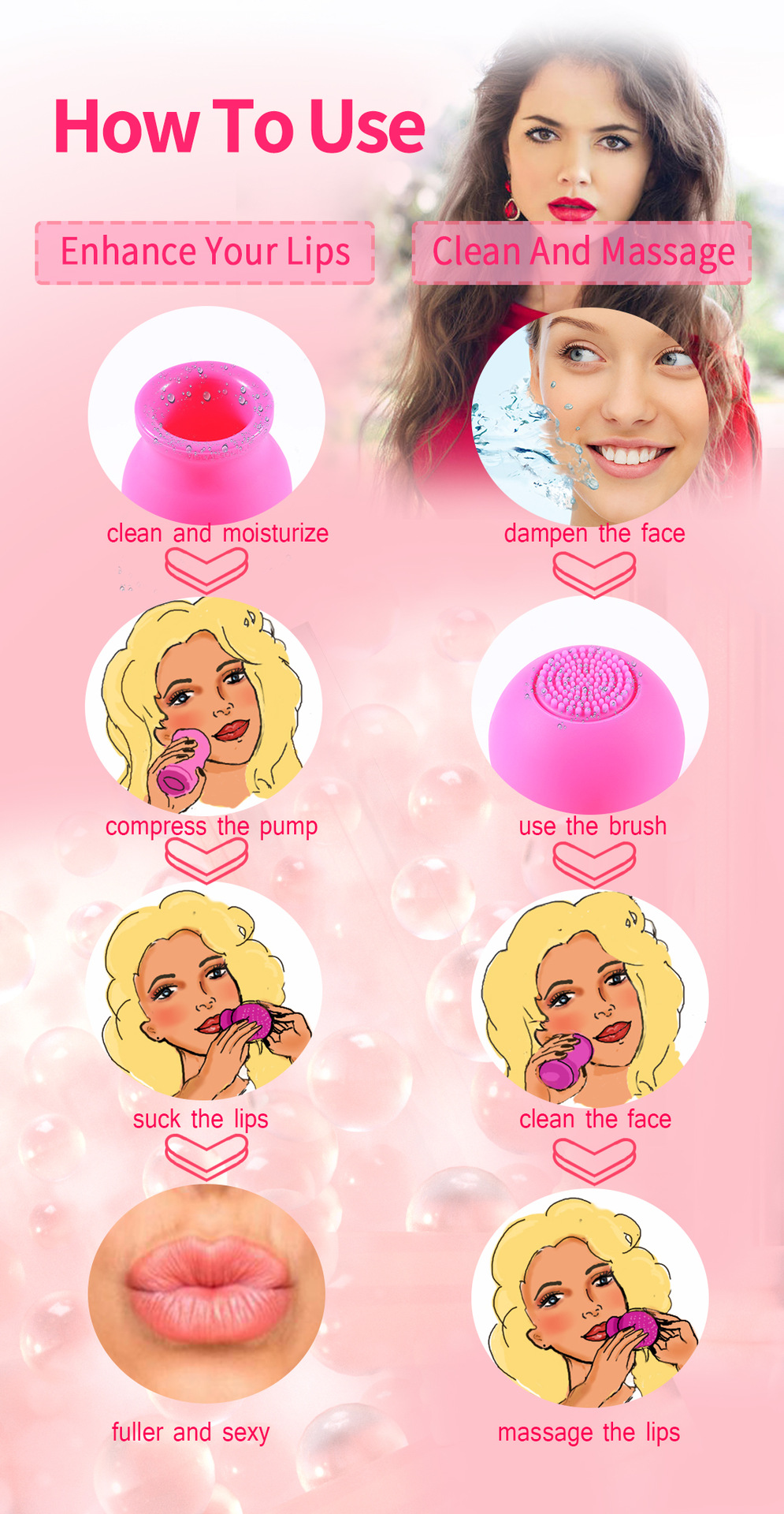 silicone lip pump with the brush Silicone lip beautification device Silicone pump Brush Lip pump is exclusively for foreign trade pic 4