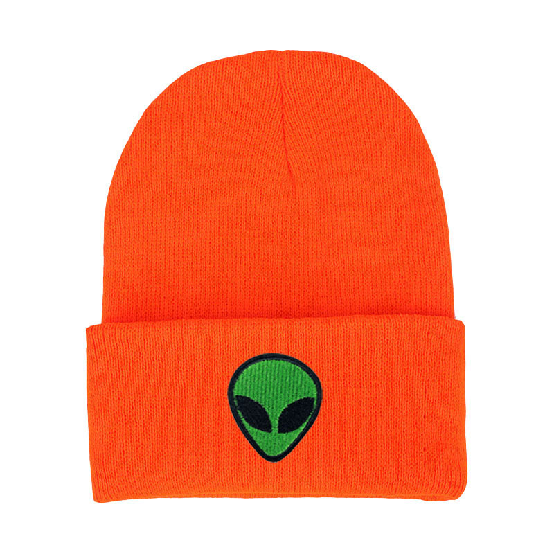Amazon European-style alien embroidery street knitted hat, autumn and winter outdoor ghost head warm woolen hat pic 6