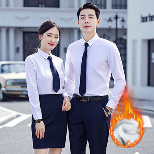 Brand fleece long-sleeved shirts for men, warm and thick for autumn and winter, middle-aged white inch shirts, professional formal work shirts pic 9