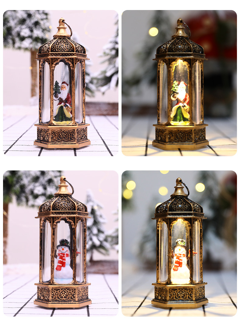 Christmas interior wind lamps, retro home decorations, antique small hexagonal glass cover wind lamps, creative candlestick ornaments pic 9