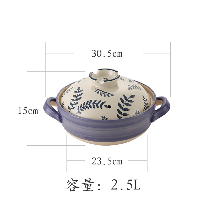 Wide-mouthed clay pot Japanese-style hand-painted home coarse earthenware stewing pot heat-resistant ceramic 煲仔饭 open flame small earthenware pot for one person pic 15