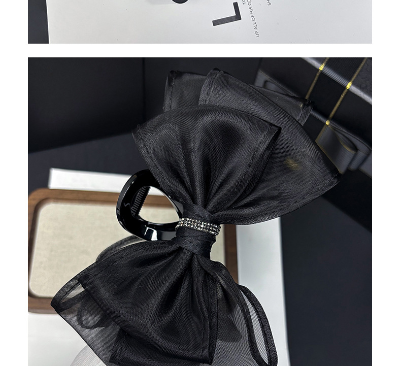 国潮系列高级感超仙网纱蝴蝶结发夹黑色精致水钻抓夹2025新款鲨鱼夹子头饰详情10