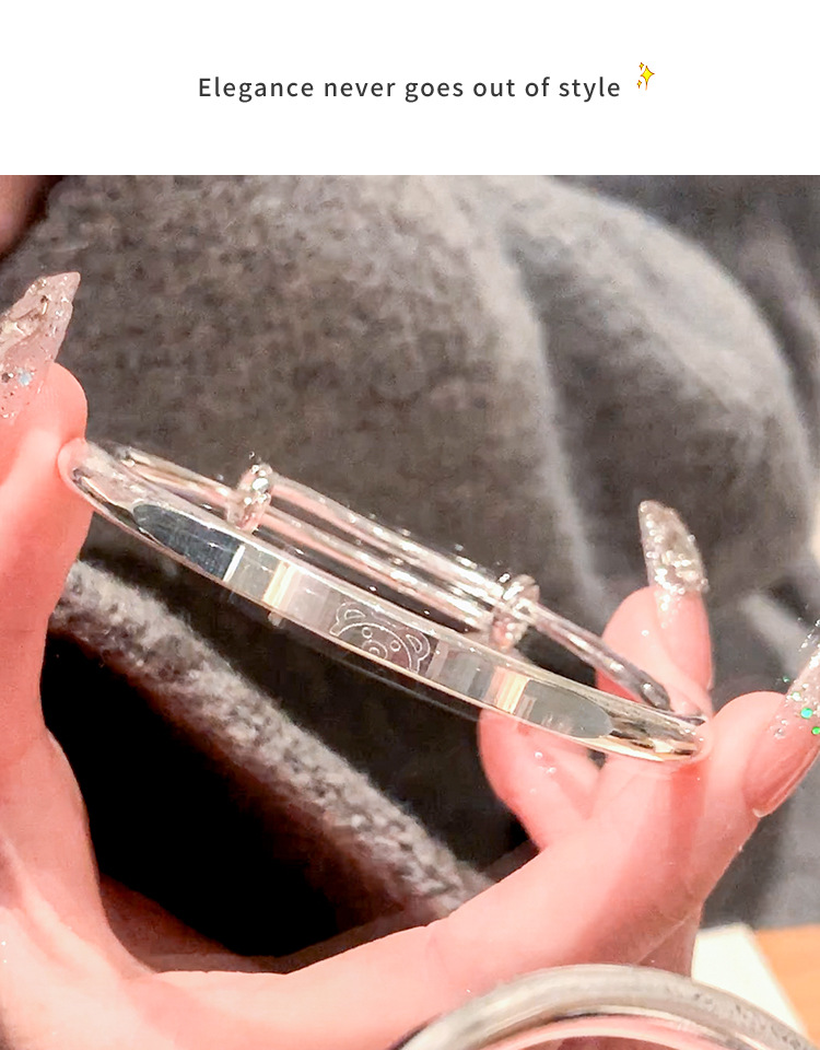 s925 Silver bracelet for girls, high-end bear bracelet, silver bracelet, push-pull bracelet, bracelet, and silver jewelry pic 11