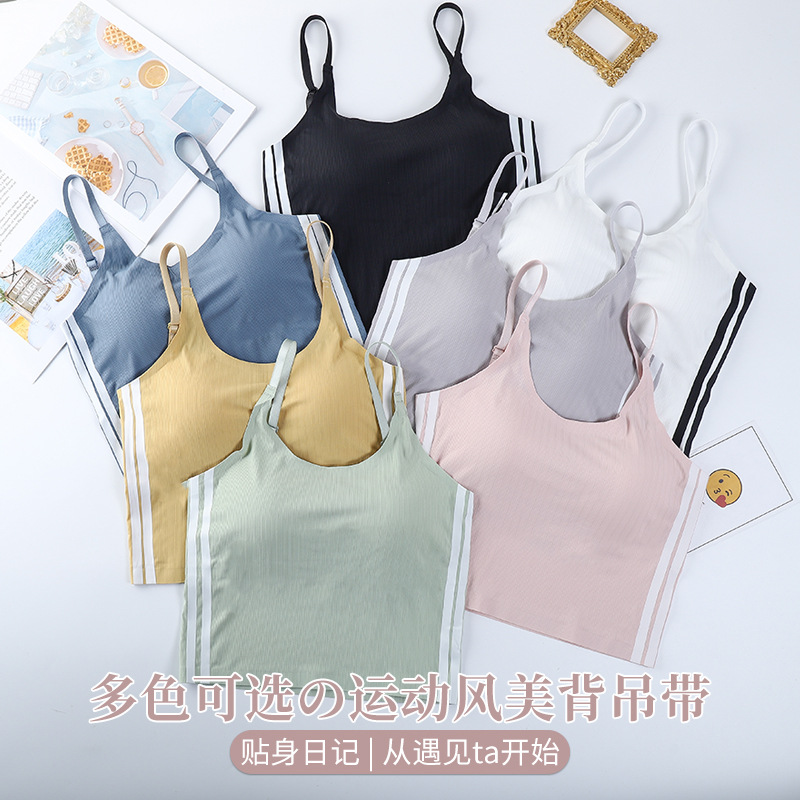 美背网红背心性感蕾丝V领吊带长款外穿内衣打底防走光带胸垫抹胸详情7