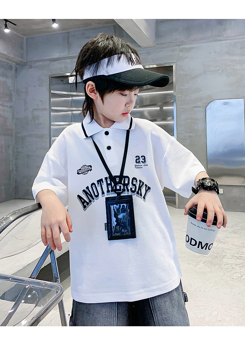 男大童夏季Polo衫运动短袖T恤2025新款儿童男孩夏装半袖冰感上衣详情16