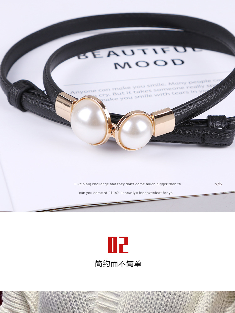 Korean-style slim waist belt with pearl button-down small belt for shirts, dresses and jeans, fashionable decorative thin belt pic 13
