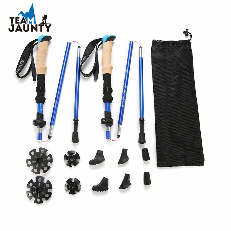 Cross-border 2-piece folding trekking stick set, outdoor hiking stick accessories, double-piece 7075 aluminum alloy pic 3