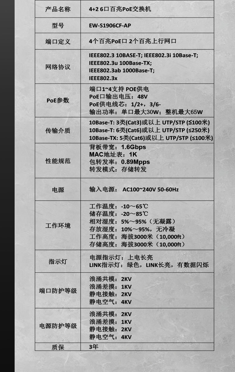 Intelligent 100M 6-port POE switch and 4-port power supply network monitoring switch pic 11