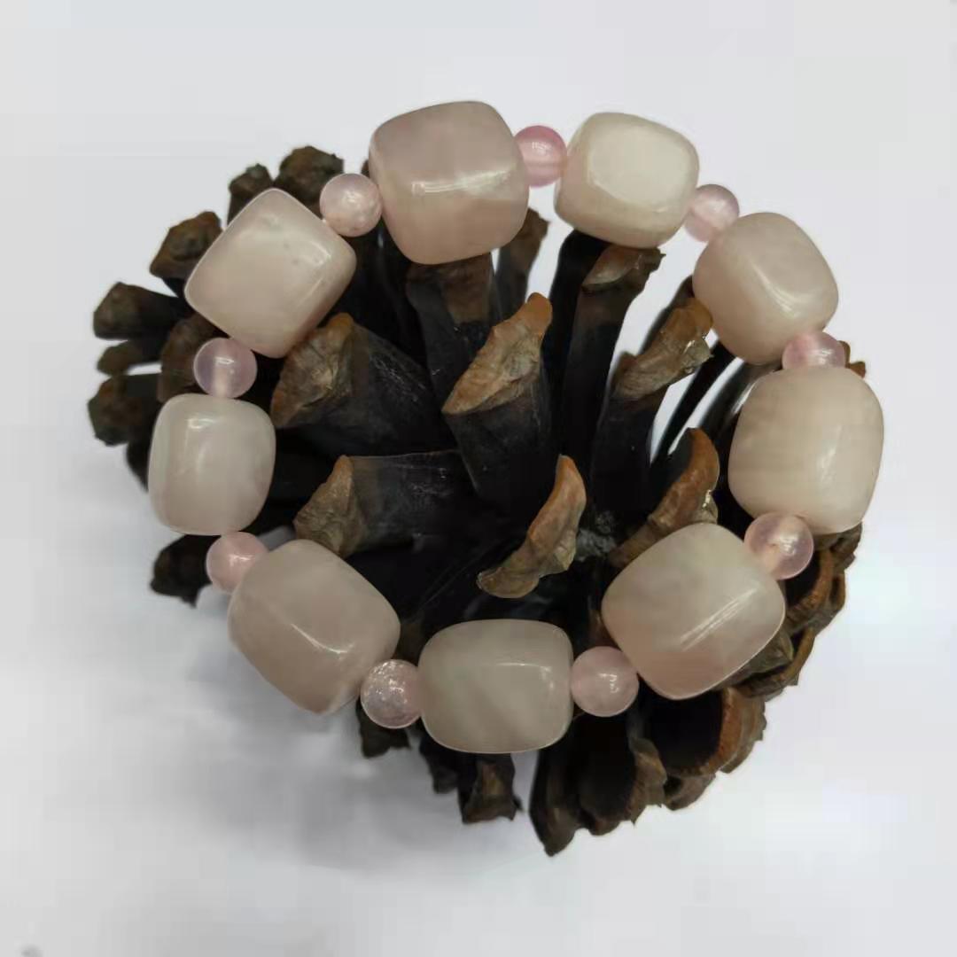 Factory wholesale of natural square rose quartz irregular combination bracelets, diy rose quartz bracelets, Buddhist prayer beads and fortune-changing jewelry pic 11