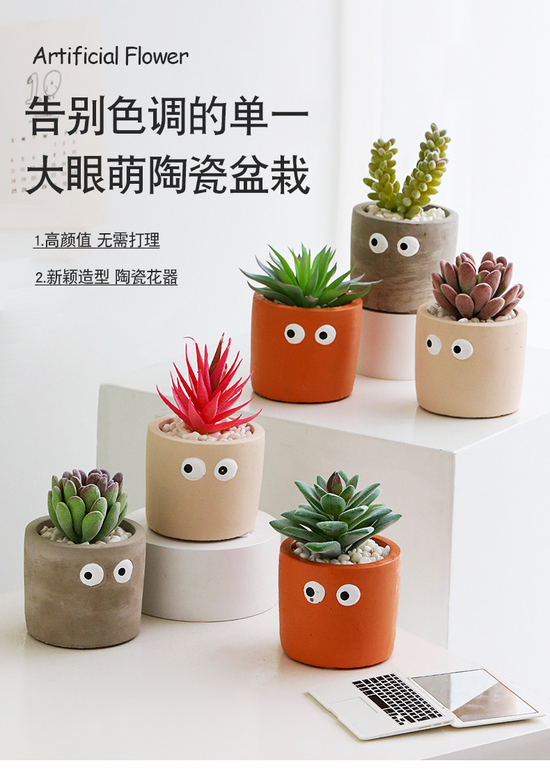 ins北欧多肉植物盆栽室内客厅绿植装饰假花仙人掌桌面小摆件详情2