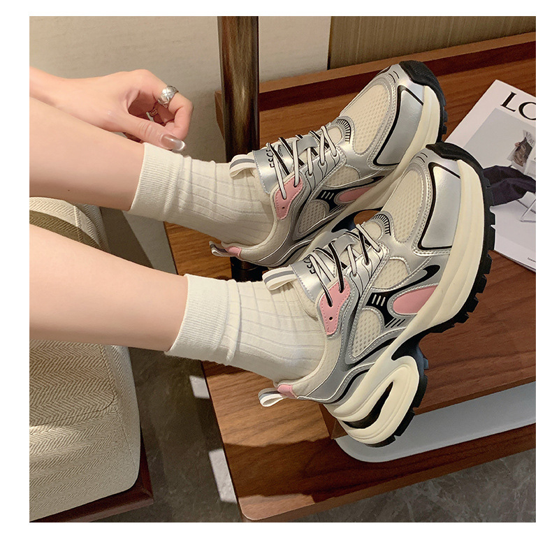 单网透气老爹鞋女2024年新款潮牌拼色厚底小个子百搭休闲运动鞋详情27