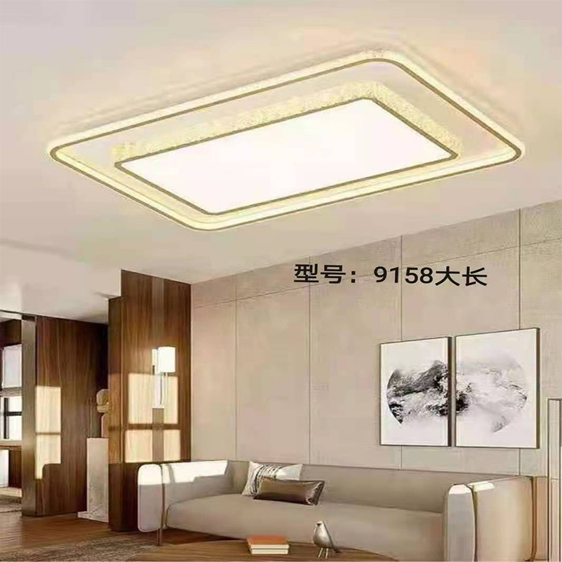 Lámpara de sala de estar luz moderna cristal de lujo led lámpara de techo hogar rectángulo de hierro con control remoto con luminiscencia lateral al por mayor pic 2