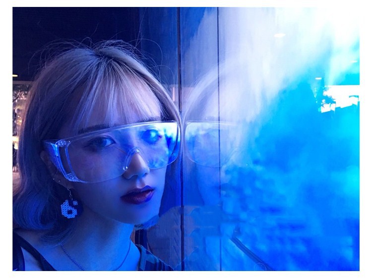 炫酷防飞溅防尘眼镜透明大框潮个性眼镜男女凹造型护目镜太阳镜详情5