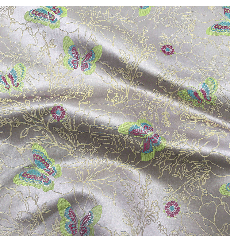 国潮现货色织宋锦中式马甲国风布料八达纹藻井竹叶提花仿宋锦旗袍面料详情13