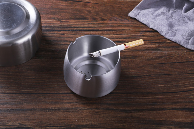 不锈钢烟灰缸带盖加厚烟盅家用网咖酒吧防飞灰防摔特大号定制送礼详情4