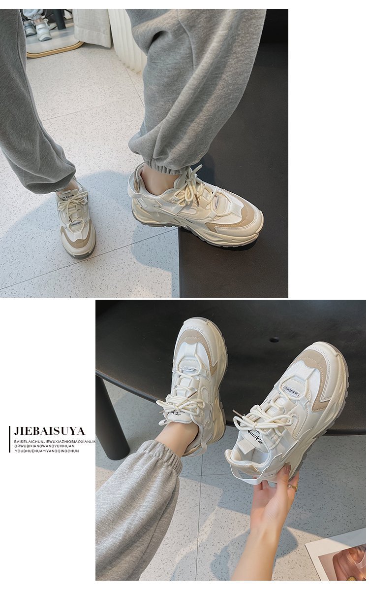 韩版潮流透气老爹鞋女2022夏季厚底增高网红原宿风休闲女式运动鞋详情12